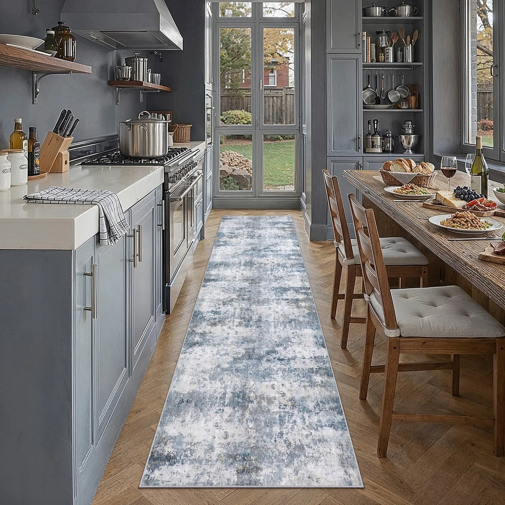 Elroy Modern Abstract Machine Washable Area Rug with Non-Slip Backing
