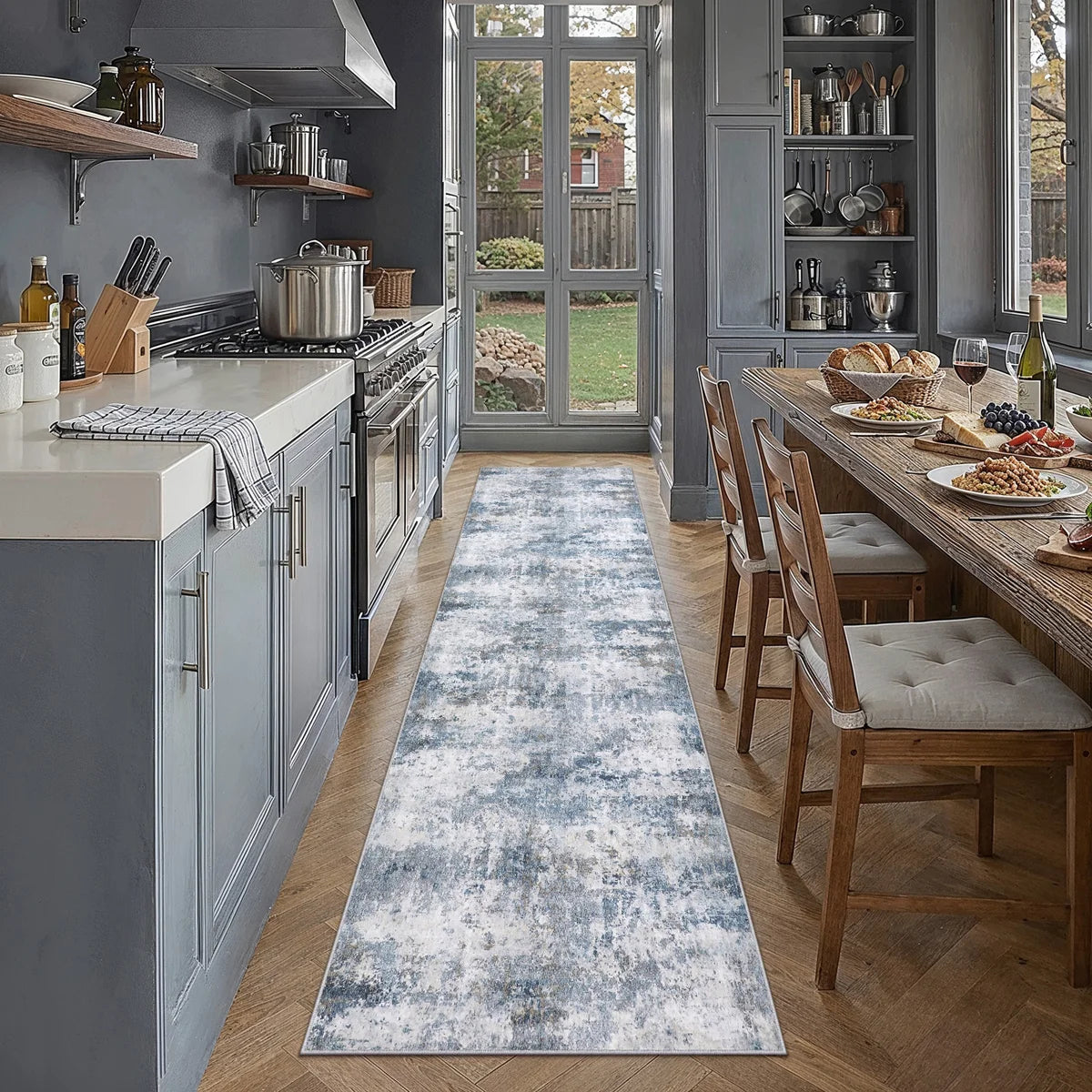 Elroy Modern Abstract Machine Washable Area Rug with Non-Slip Backing