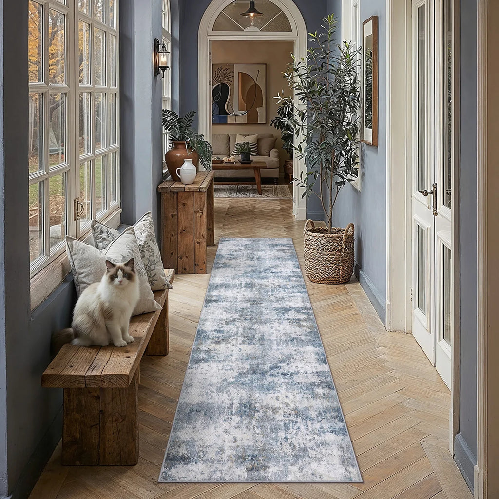 Elroy Modern Abstract Machine Washable Area Rug with Non-Slip Backing