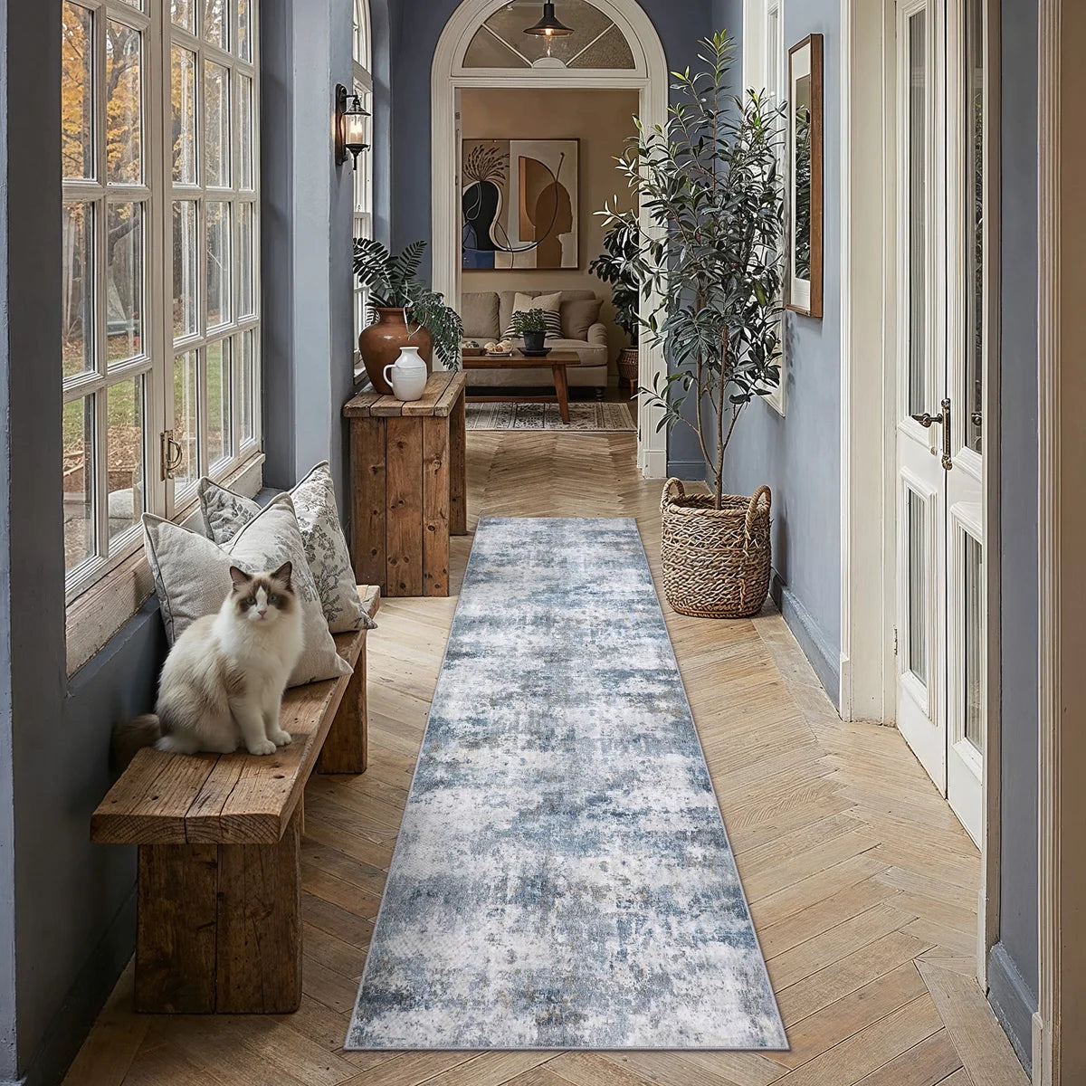 Elroy Modern Abstract Machine Washable Area Rug with Non-Slip Backing