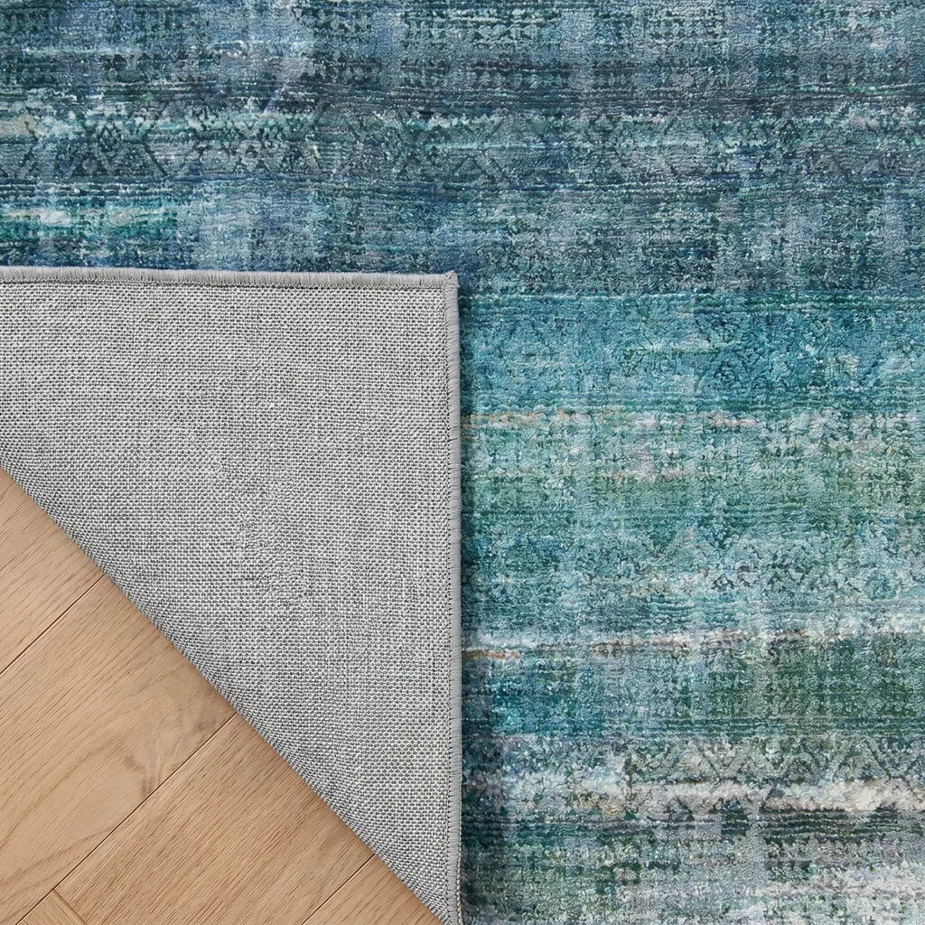Leyat Washable Abstract Rug Ombre Distressed Non Slip Stain Resistant Low Pile Indoor Carpet