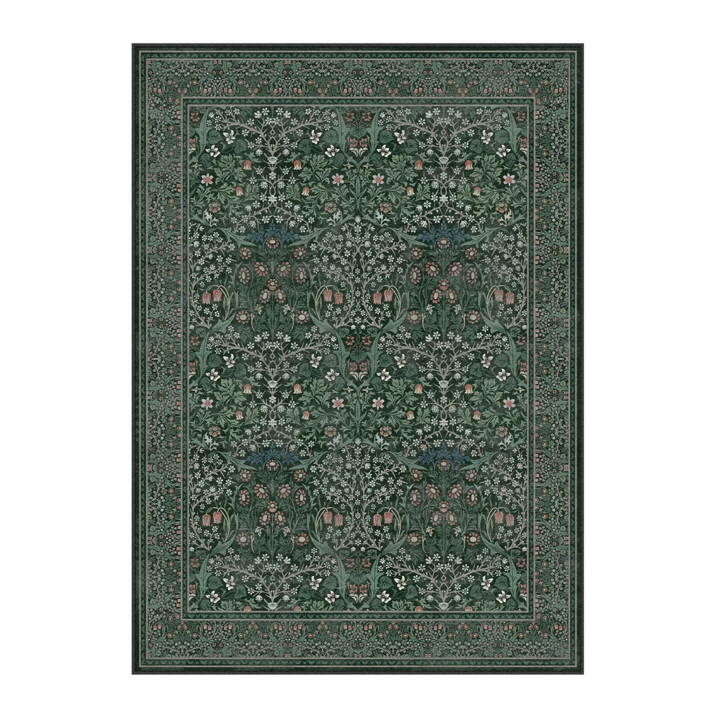 Machine Washable Floral Area Rug With Non-Slip Backing