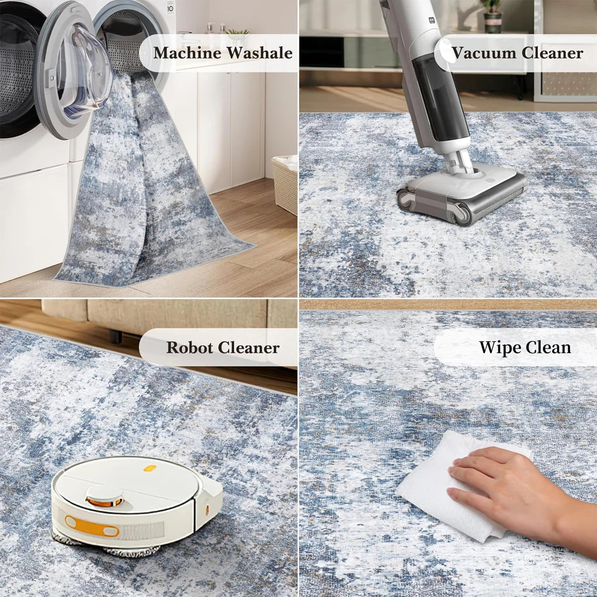 Elroy Modern Abstract Machine Washable Area Rug with Non-Slip Backing