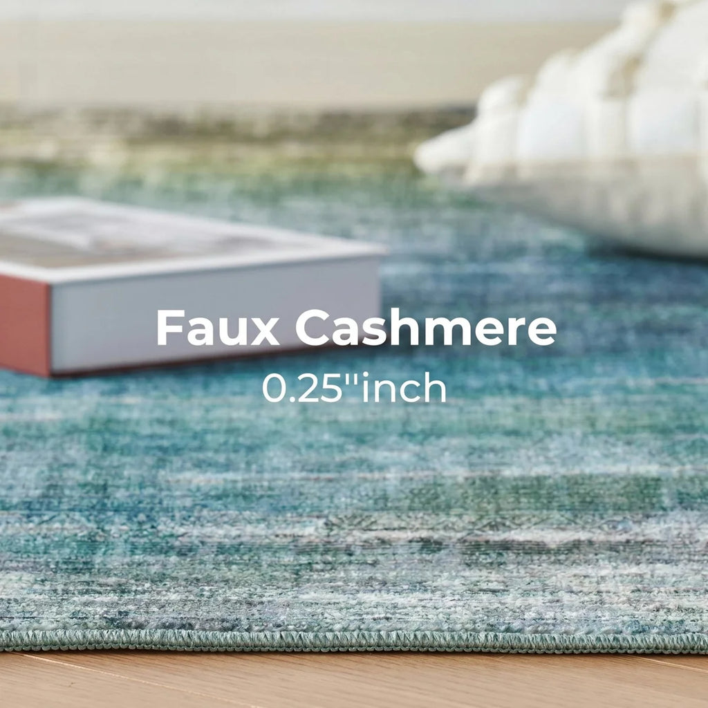 Leyat Washable Abstract Rug Ombre Distressed Non Slip Stain Resistant Low Pile Indoor Carpet